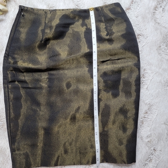 Akris Silk Blend Bronze Shimmer Black Pencil Skirt Size 4 - Picture 10 of 13